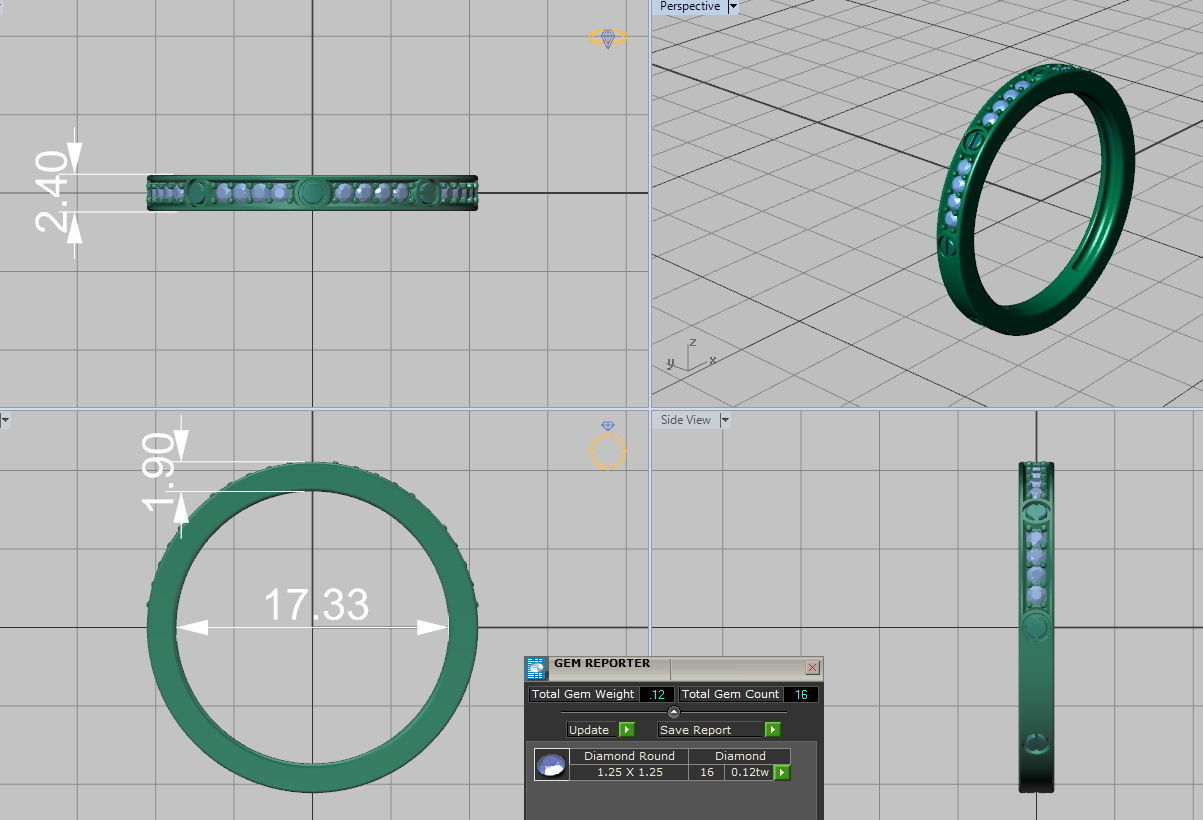 Band-match diamond ring 3d model 3 sizes  N0295 3D print model_9