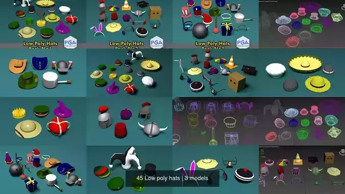 45 Low poly hats