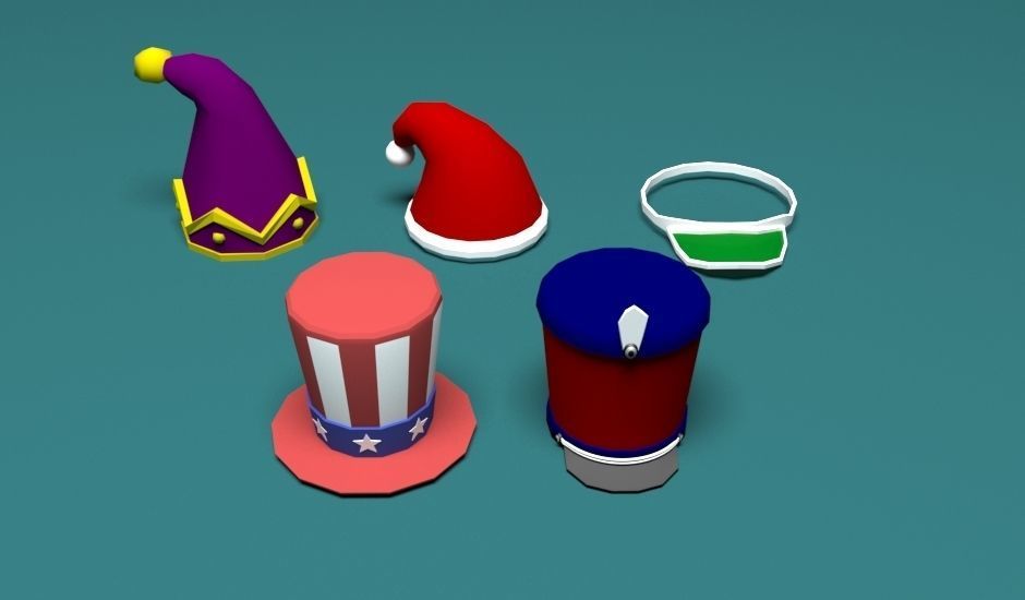 45 Low poly hats 3D Model Collection_8