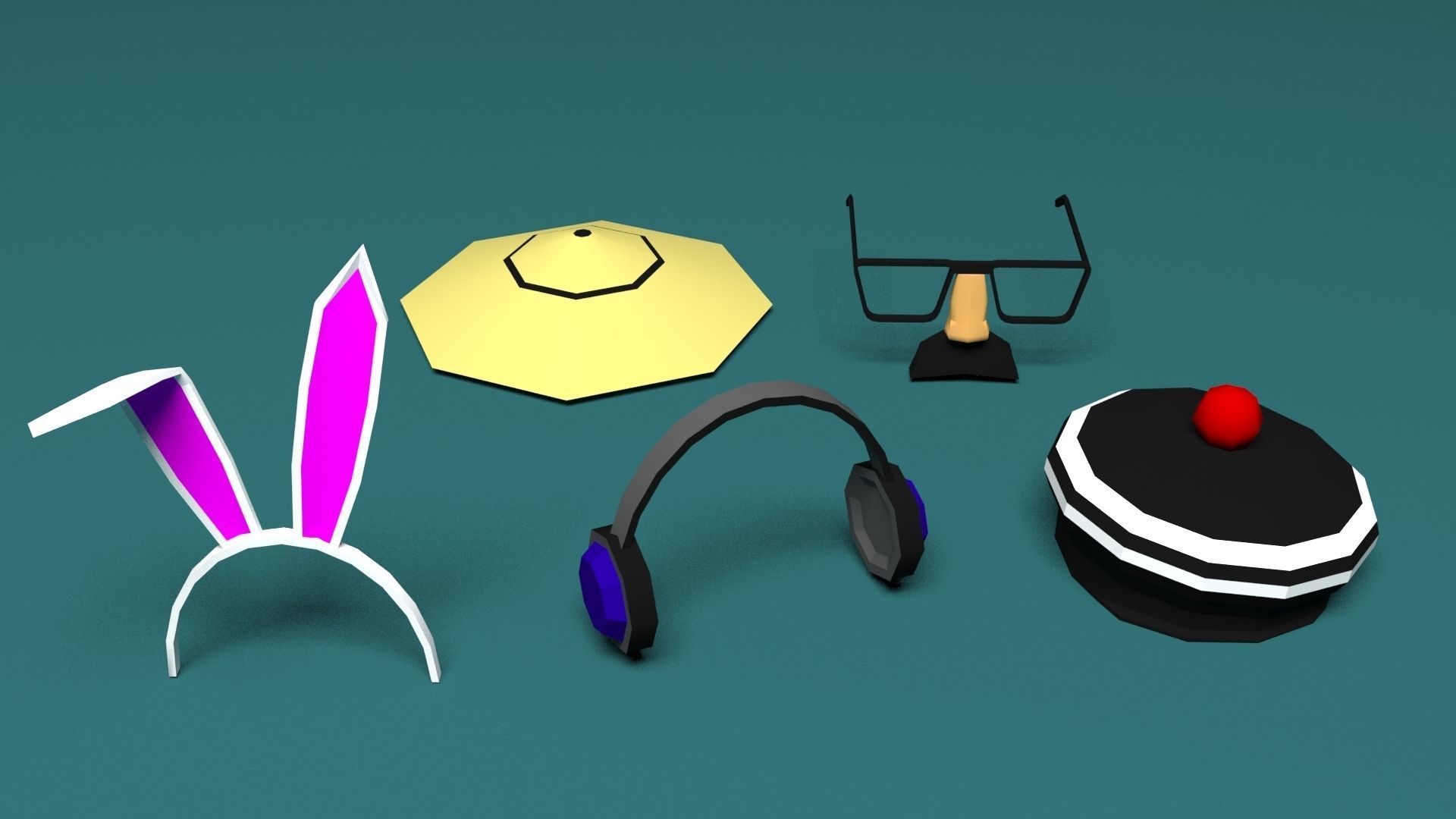 45 Low poly hats 3D Model Collection_6