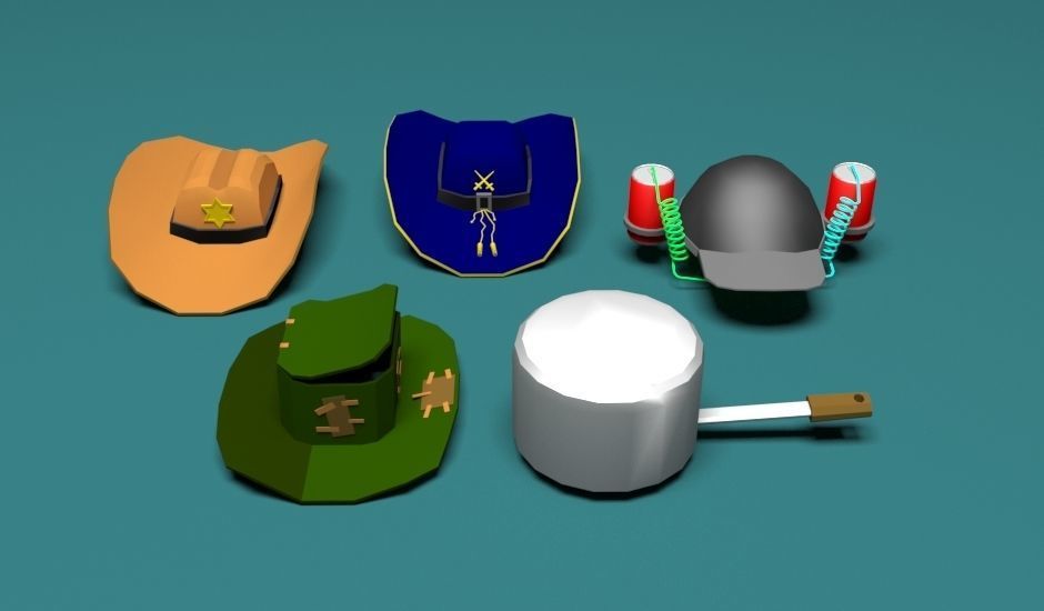 45 Low poly hats 3D Model Collection_9