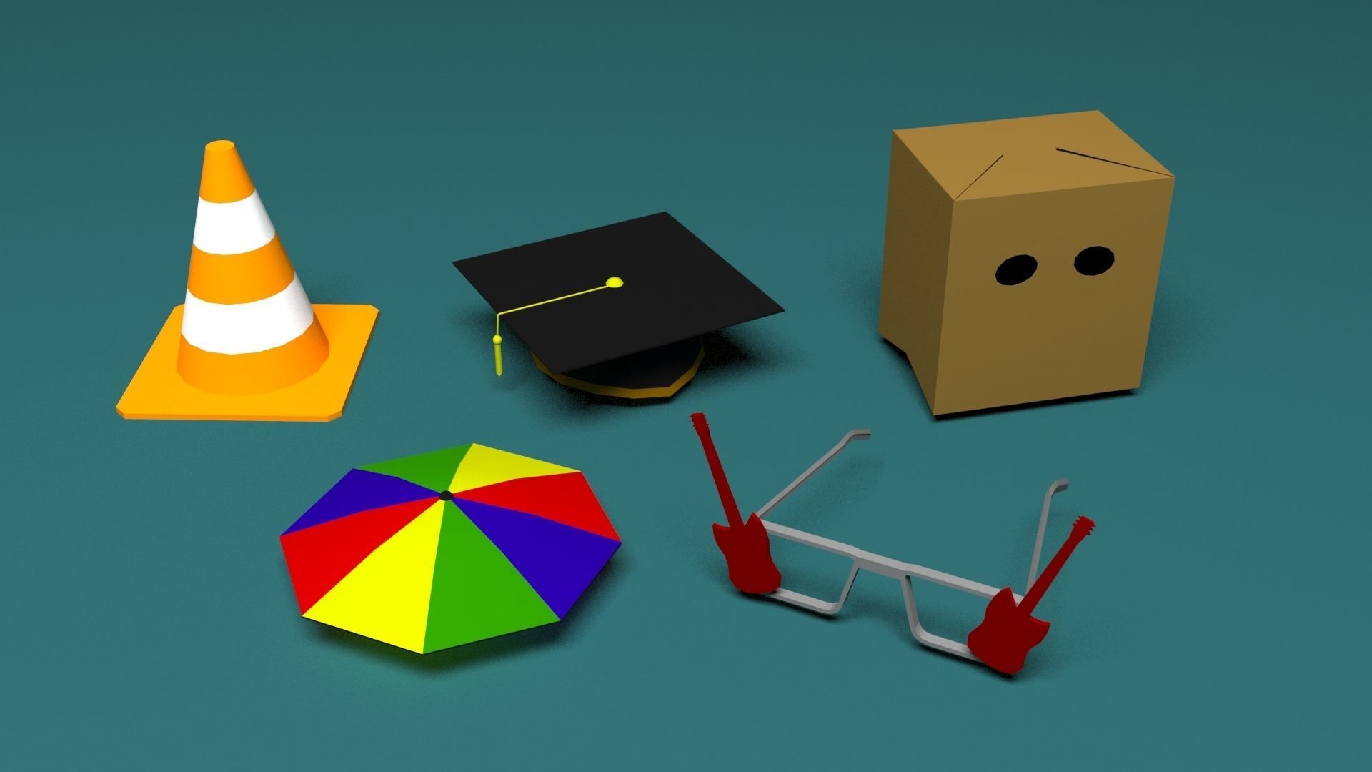 45 Low poly hats 3D Model Collection_7
