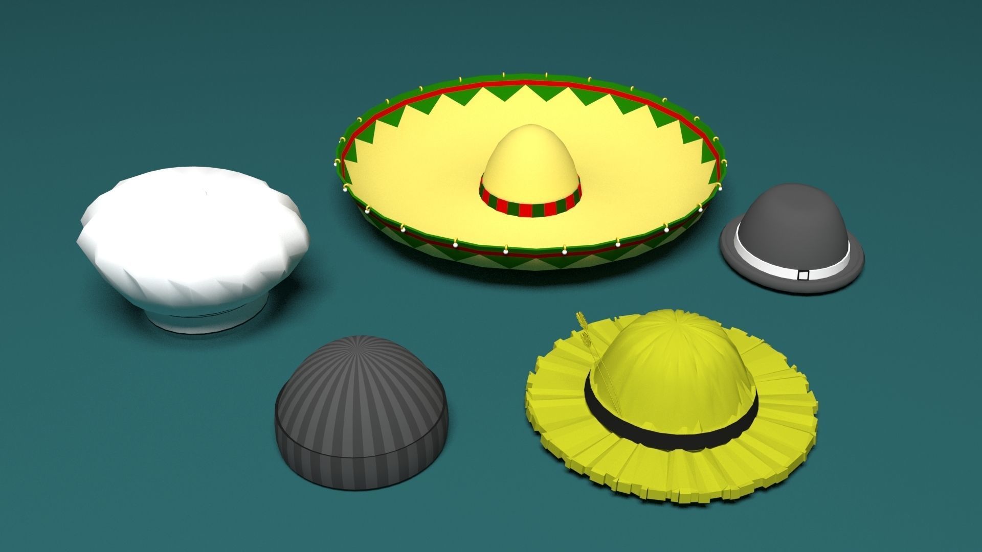 45 Low poly hats 3D Model Collection_4