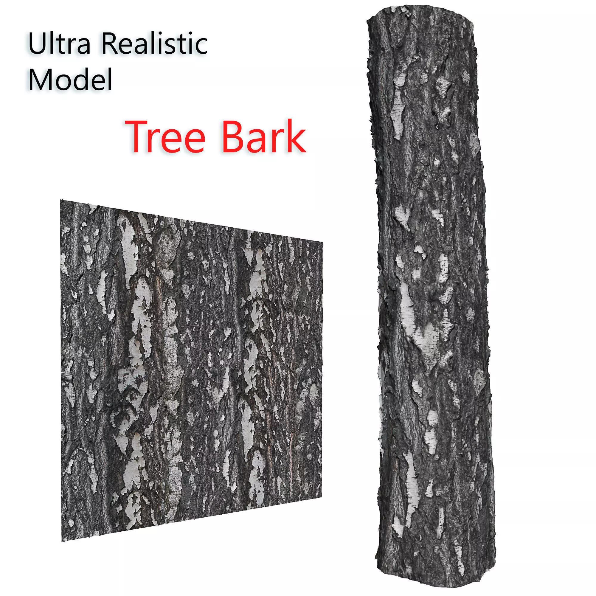 Ultra realistic Tree Bark Scan 16k HD Low-poly 3D model