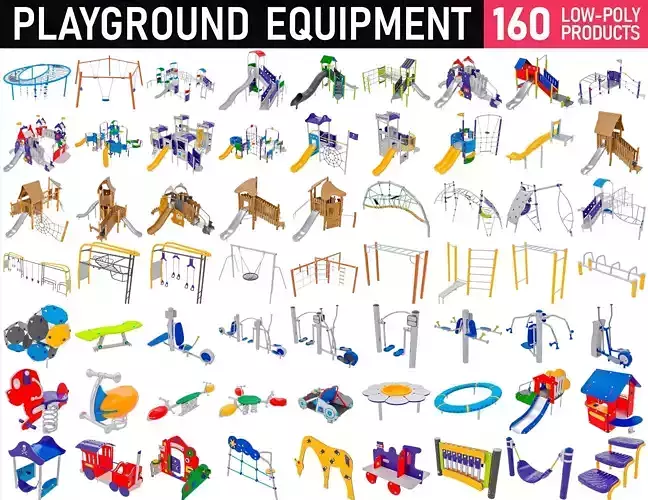 MEGAPACK Playground Equipment - 160 Products 3D Model Collection