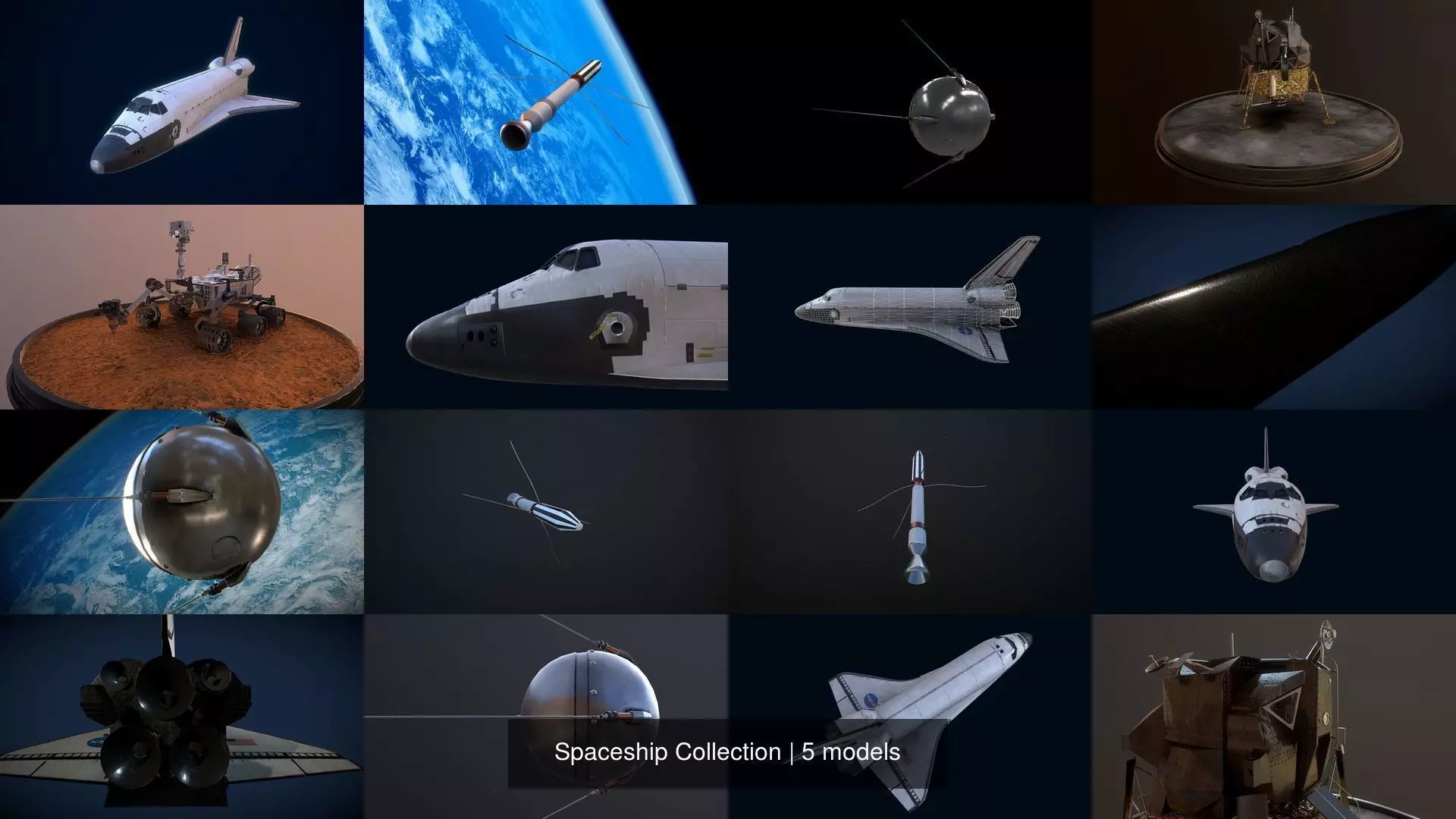 Spaceship Collection flying in sky _1