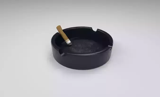 Ashtray with cigarette in it Low-poly 3D model