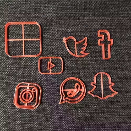 Social Network Cookie Cutters Fb Ig Twitter Snapchat Whatsapp 3D print model
