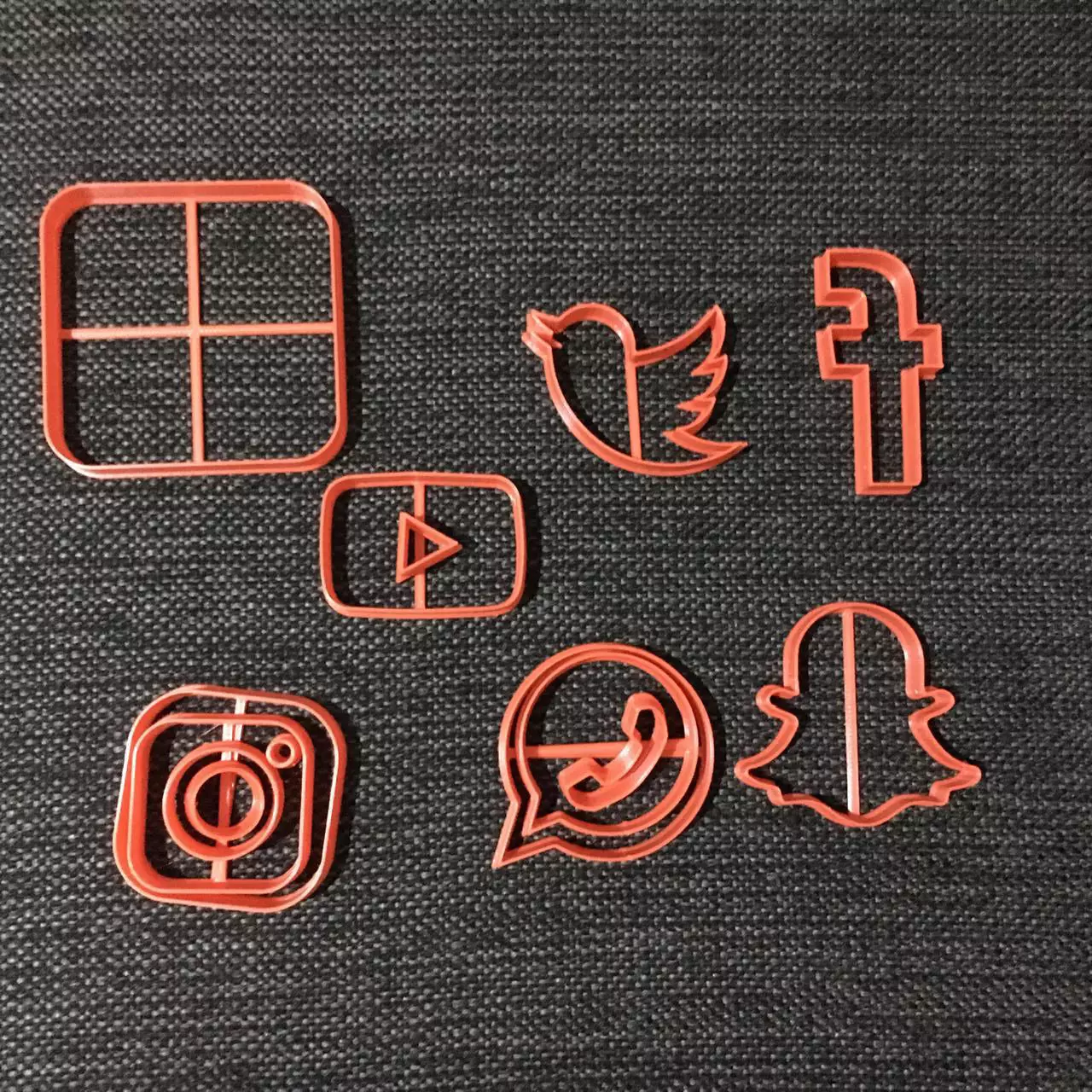 Social Network Cookie Cutters Fb Ig Twitter Snapchat Whatsapp 3D print model_0
