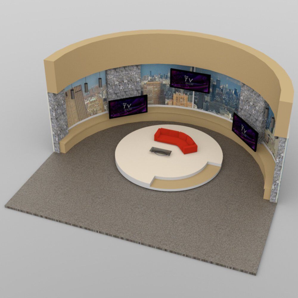 Daytime TV Talk Show Set 3D model_10