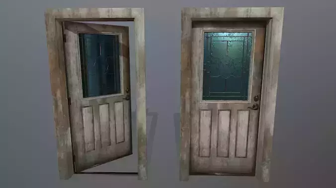 door 1 pair of wooden doors Low-poly 3D model