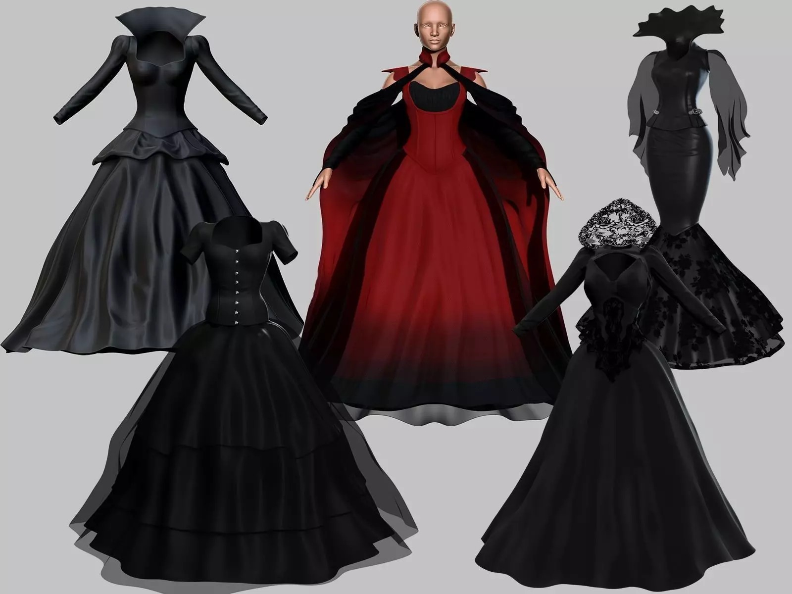 5 Victorian Gothic Dresses Collection _0