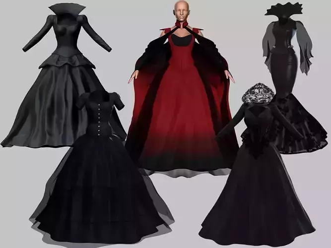 5 Victorian Gothic Dresses Collection 