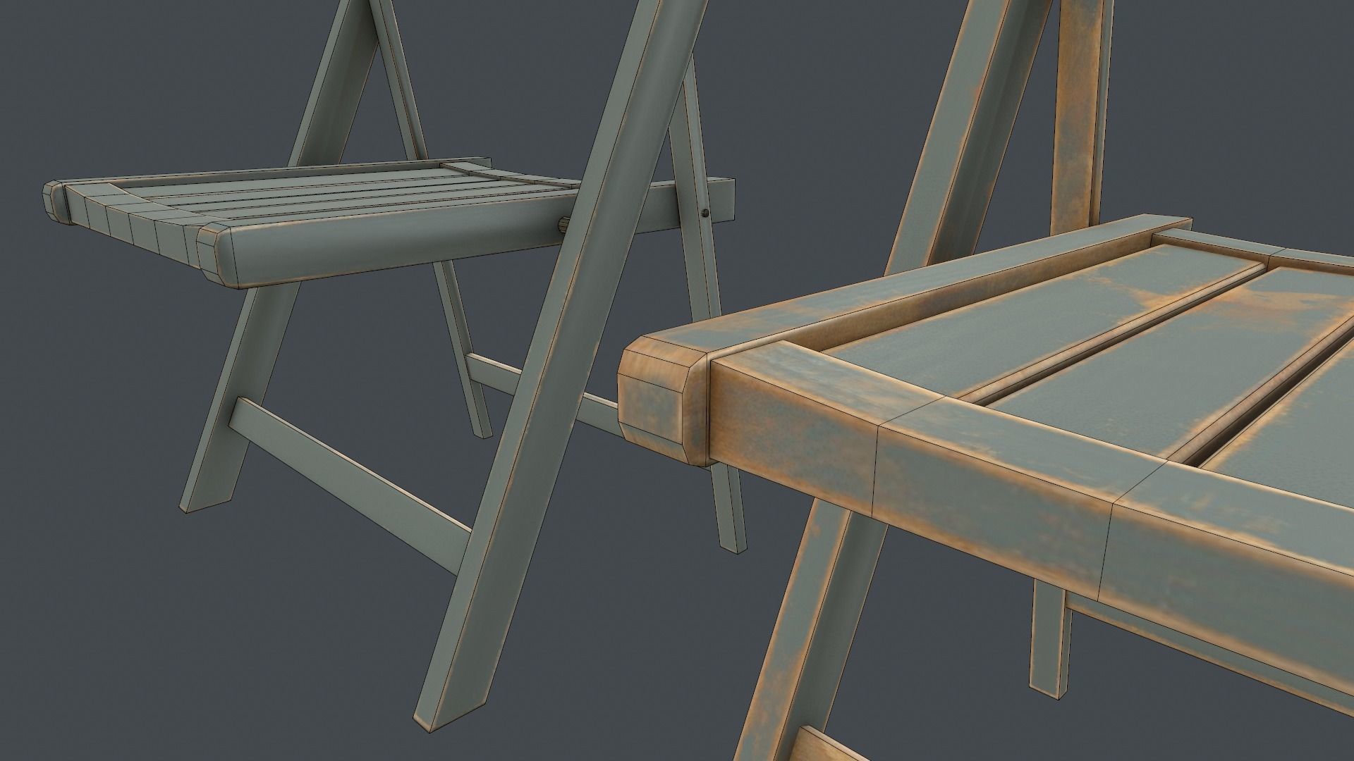 Game Ready Folding Chair Low-poly 3D model_7