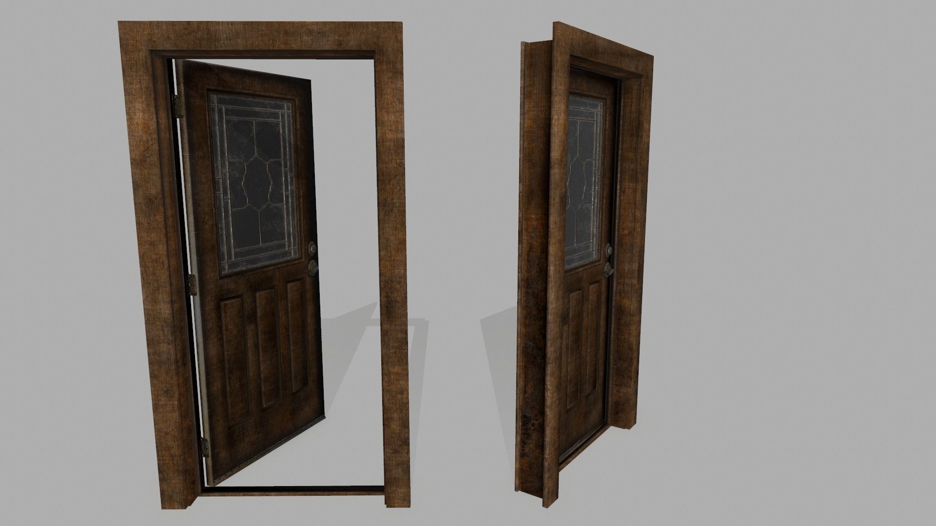 door 2 wooden - wooden Low-poly 3D model_4
