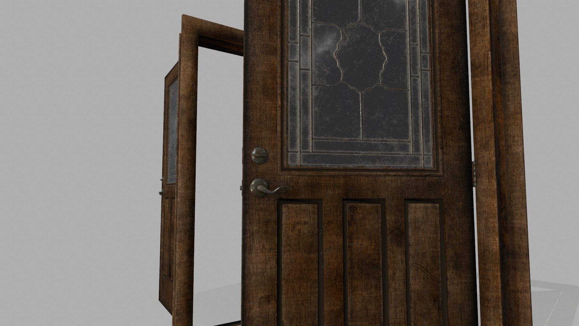 door 2 wooden - wooden Low-poly 3D model_2