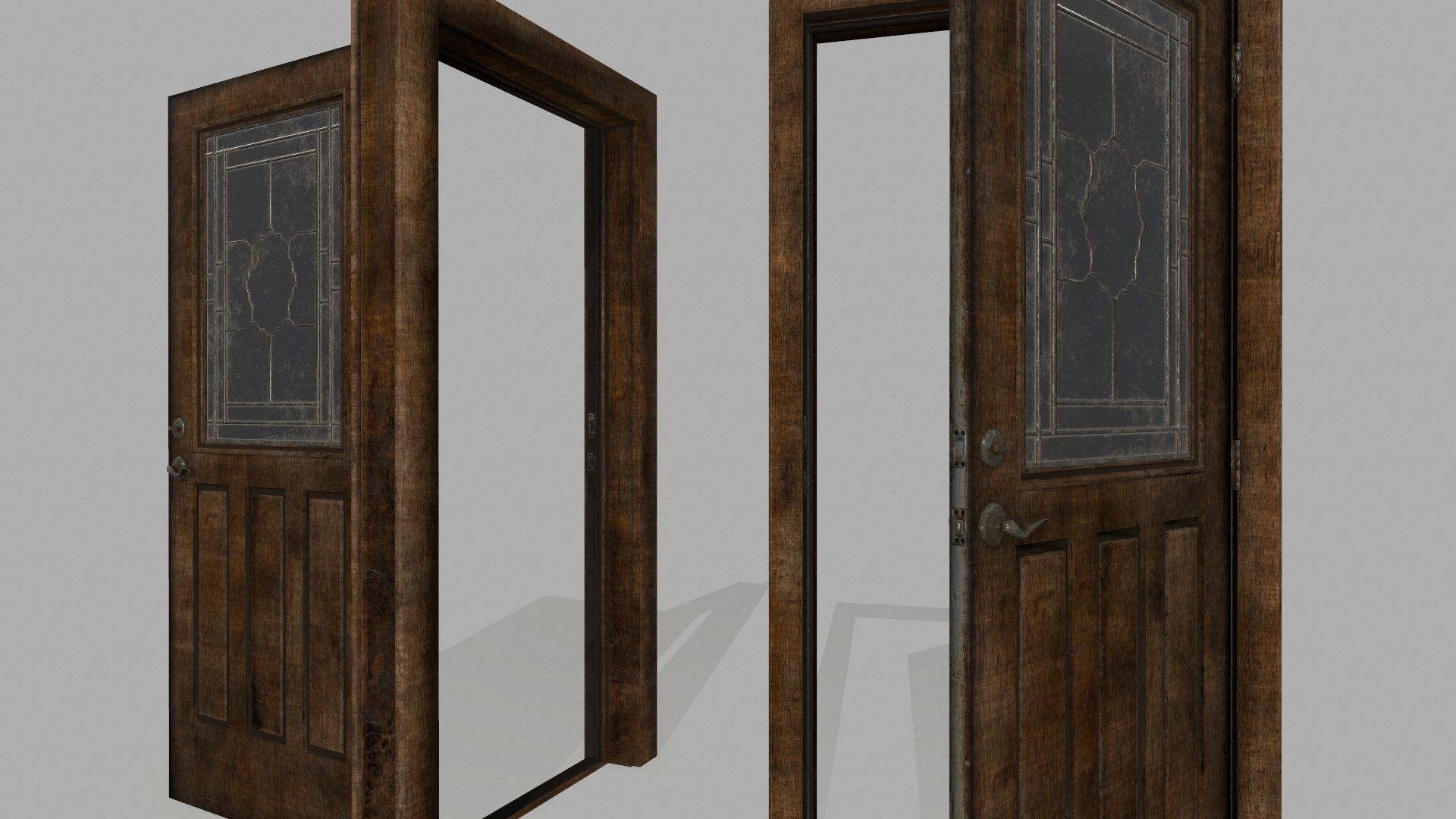 door 2 wooden - wooden Low-poly 3D model_8
