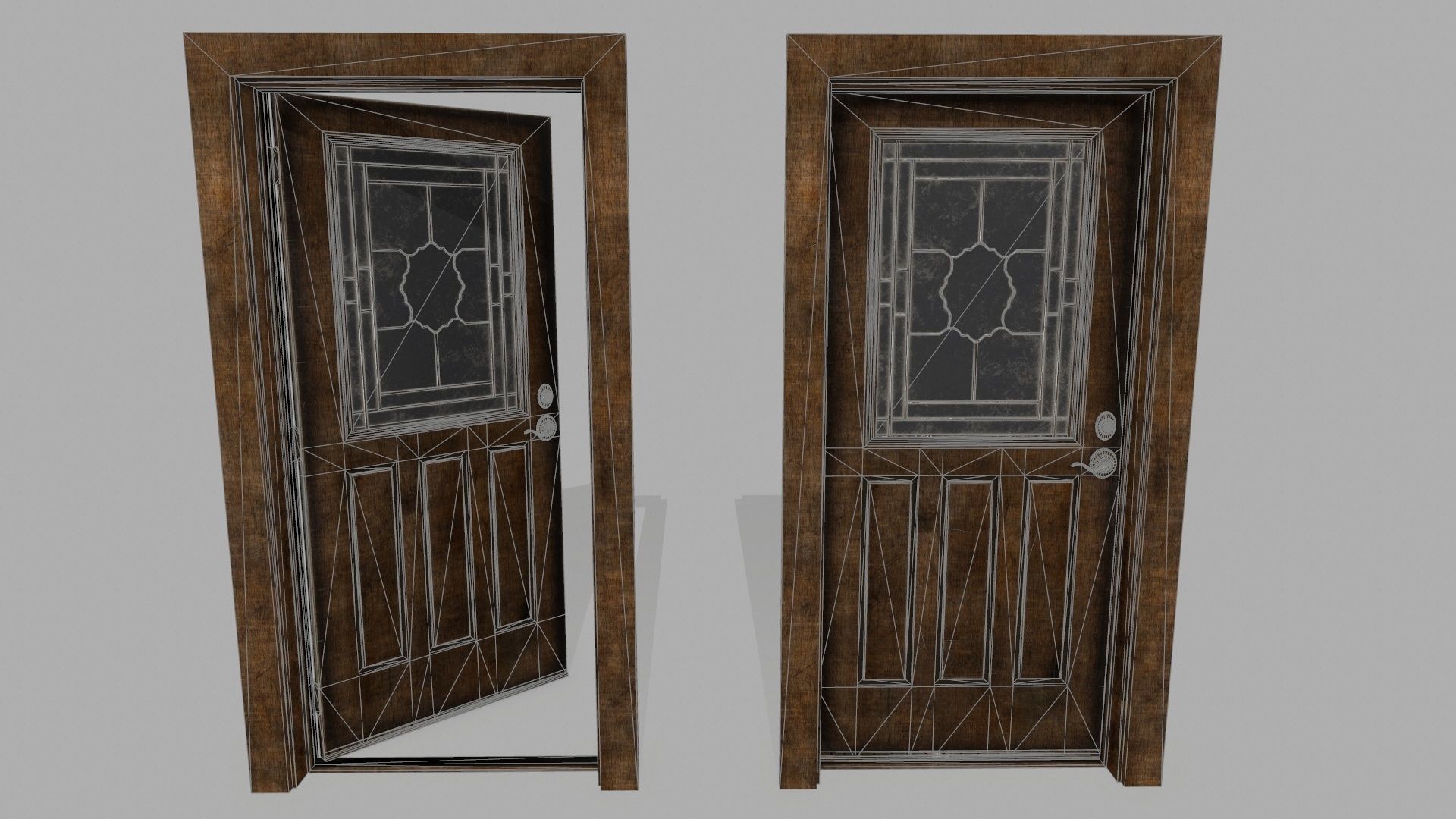 door 2 wooden - wooden Low-poly 3D model_9