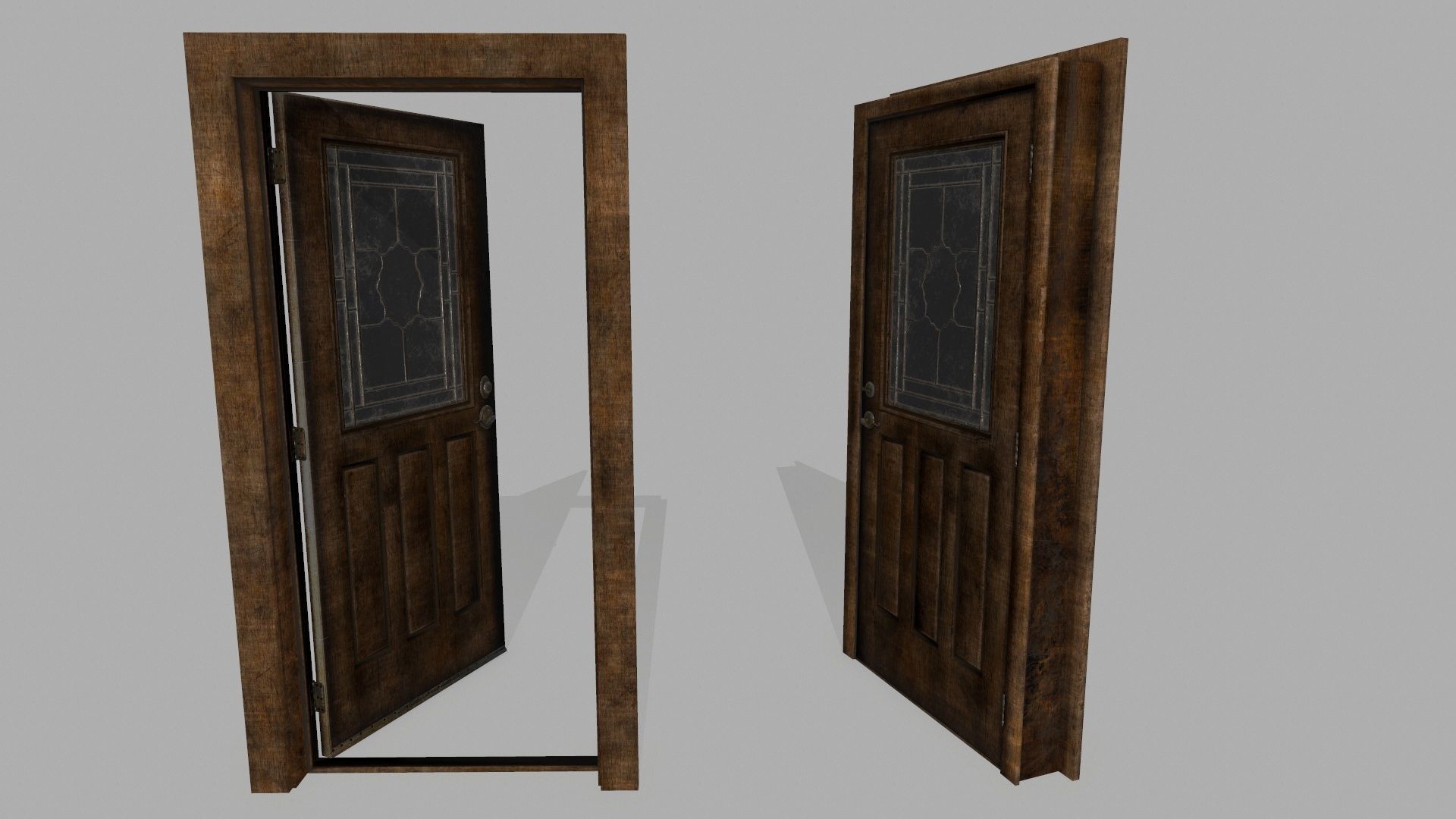 door 2 wooden - wooden Low-poly 3D model_5