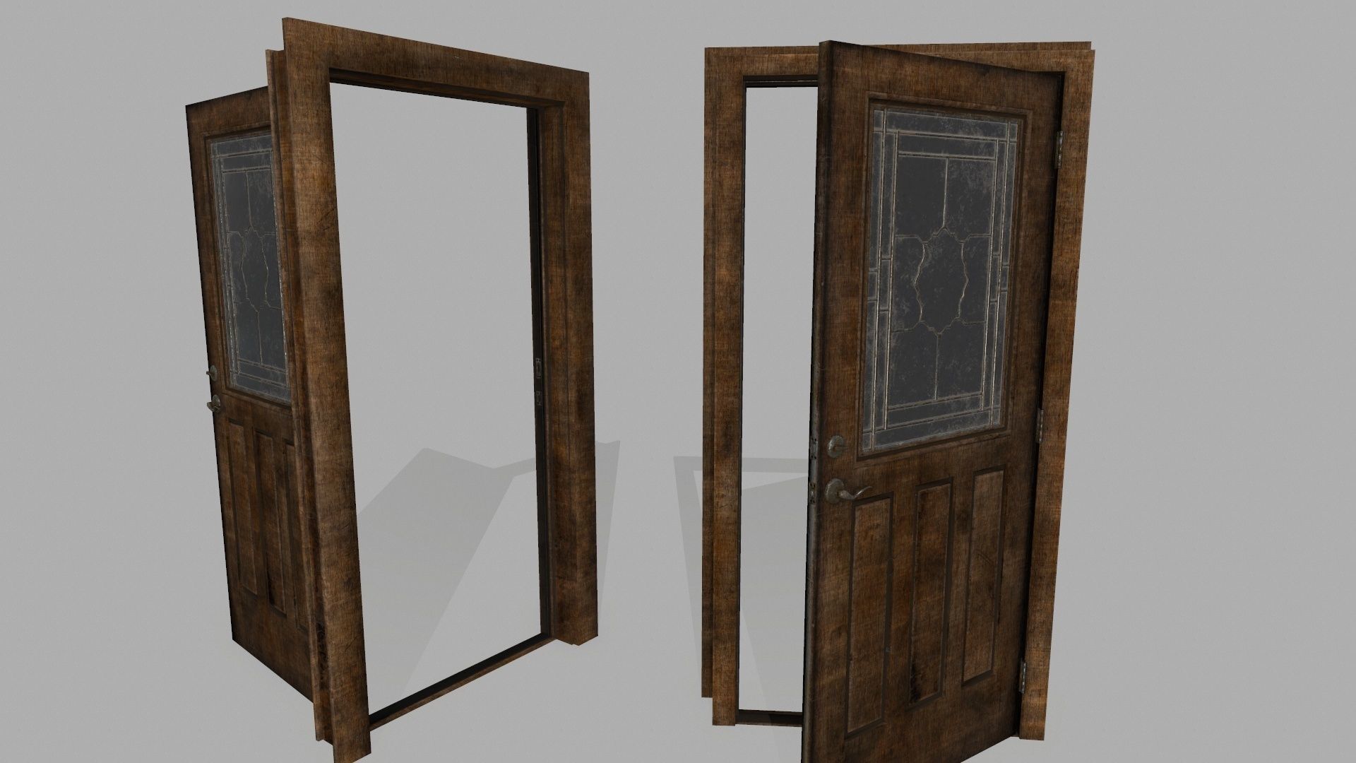 door 2 wooden - wooden Low-poly 3D model_7