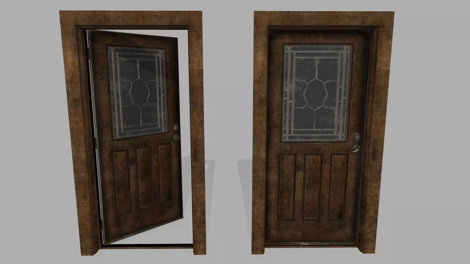 door 2 wooden - wooden Low-poly 3D model_0