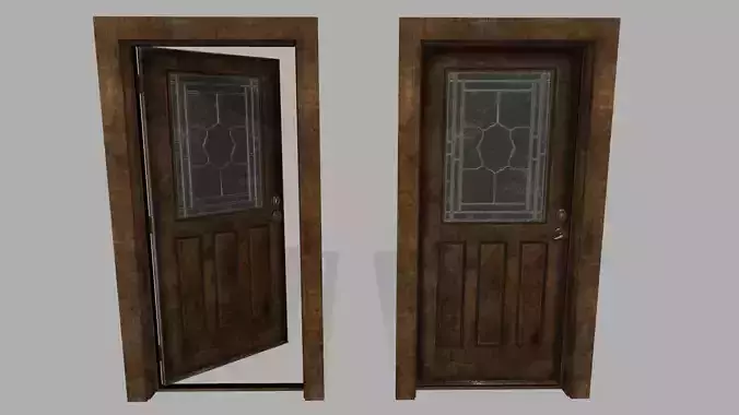 door 2 wooden - wooden Low-poly 3D model