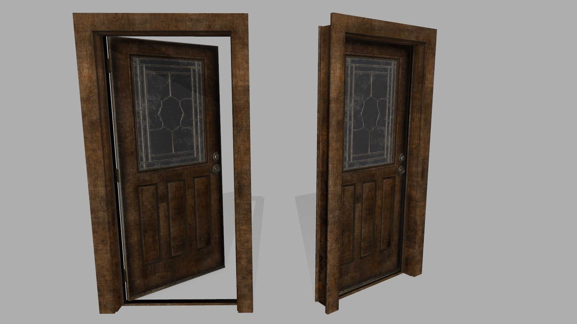 door 2 wooden - wooden Low-poly 3D model_3