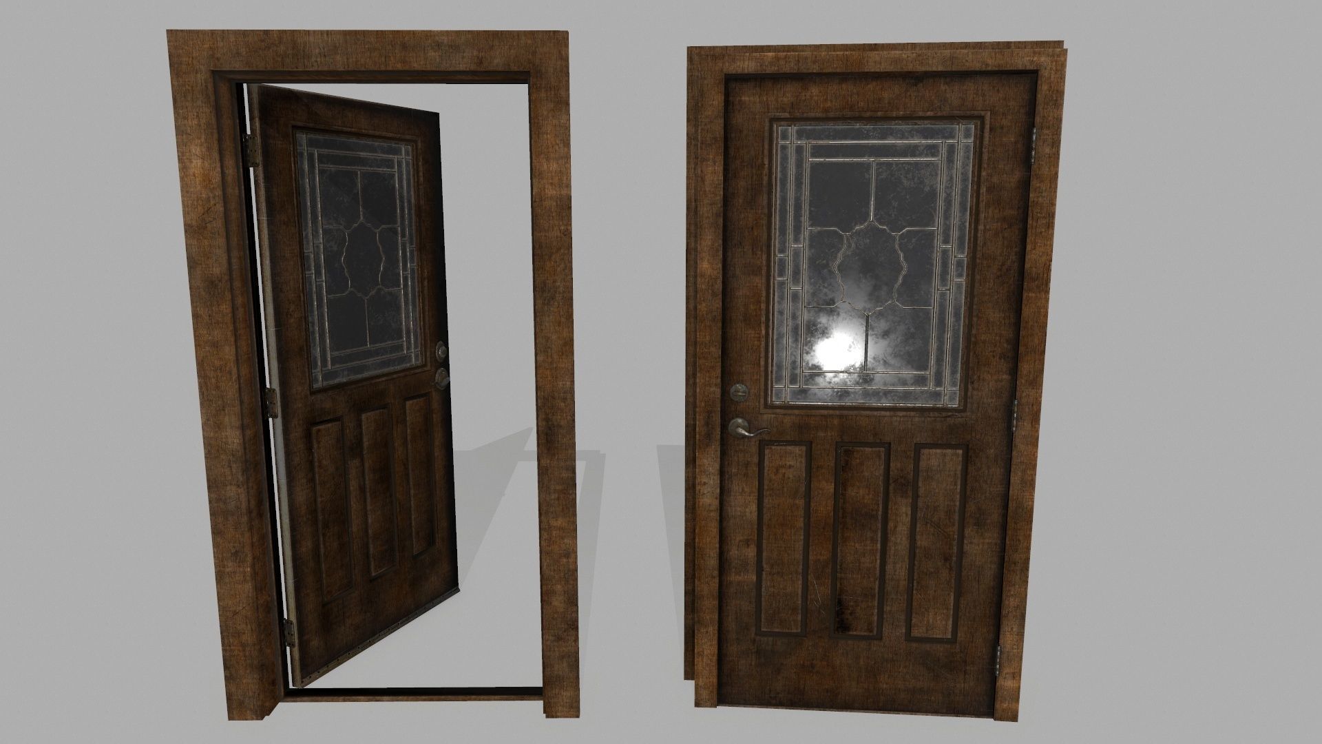 door 2 wooden - wooden Low-poly 3D model_1