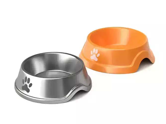Metal and Plastic Dog Bowl 3D model