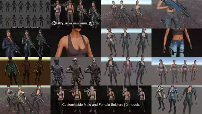 Customizable Male and Female Soldiers