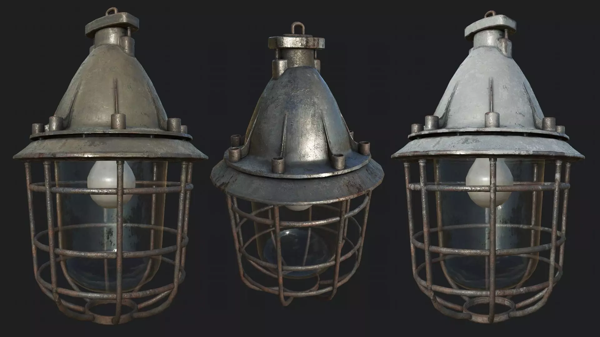 Bunker Ceiling Lamp PBR Low-poly 3D model