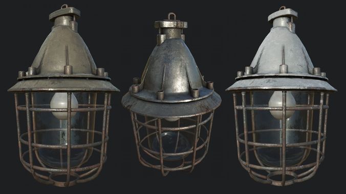Bunker Ceiling Lamp PBR Low-poly 3D model