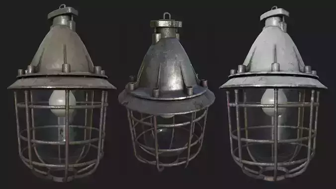 Bunker Ceiling Lamp PBR Low-poly 3D model