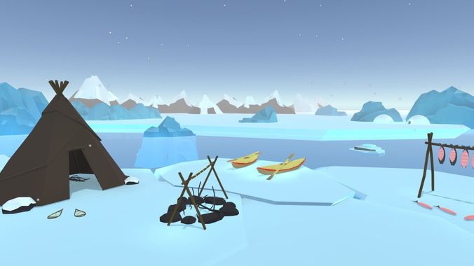 POLYArctic arctic with teepee Low-poly 3D model