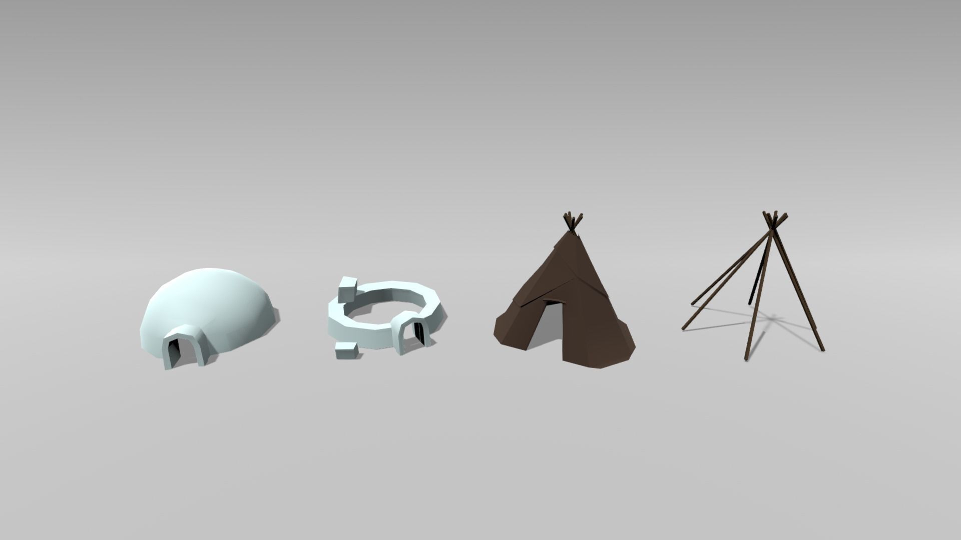 POLYArctic arctic with teepee Low-poly 3D model_2