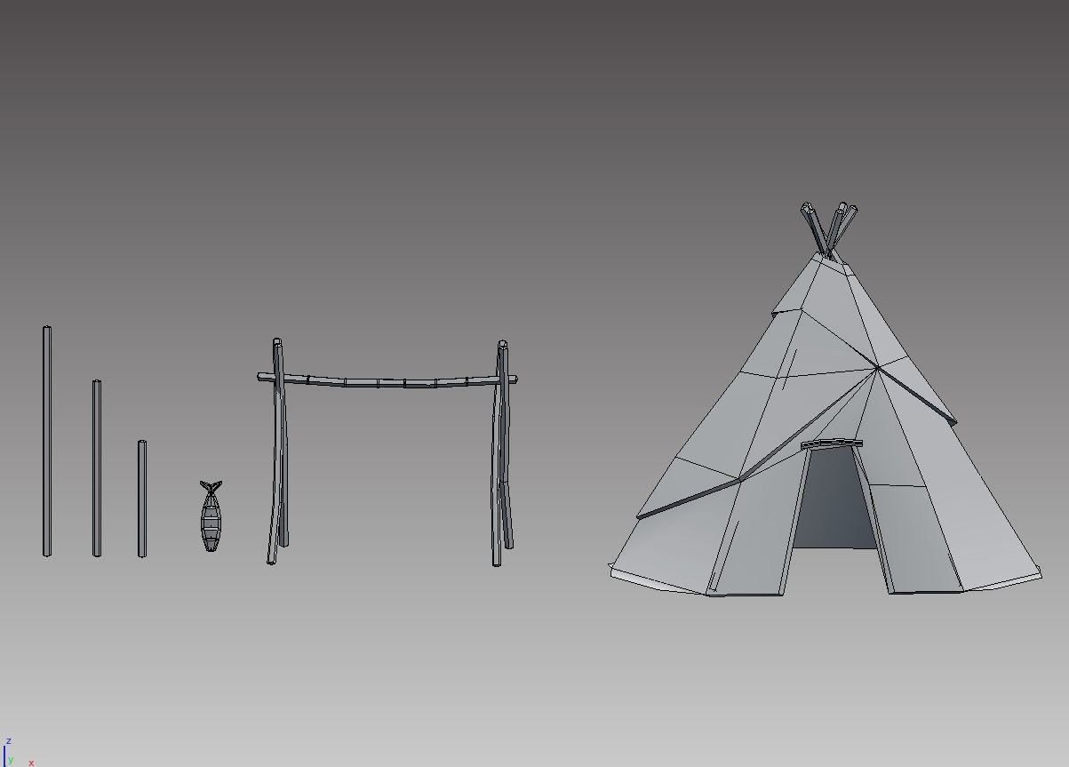 POLYArctic arctic with teepee Low-poly 3D model_10