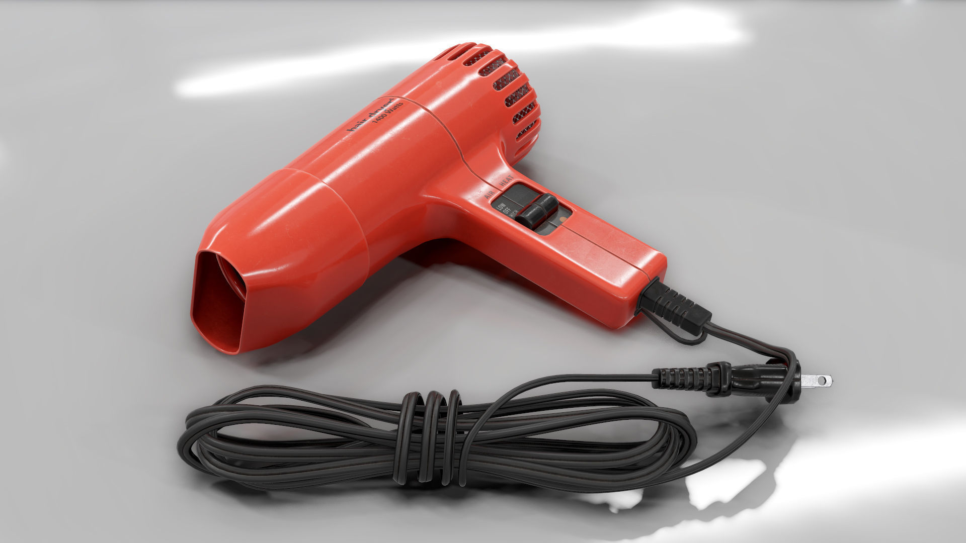 Retro Hair Dryer Low-poly 3D model_2