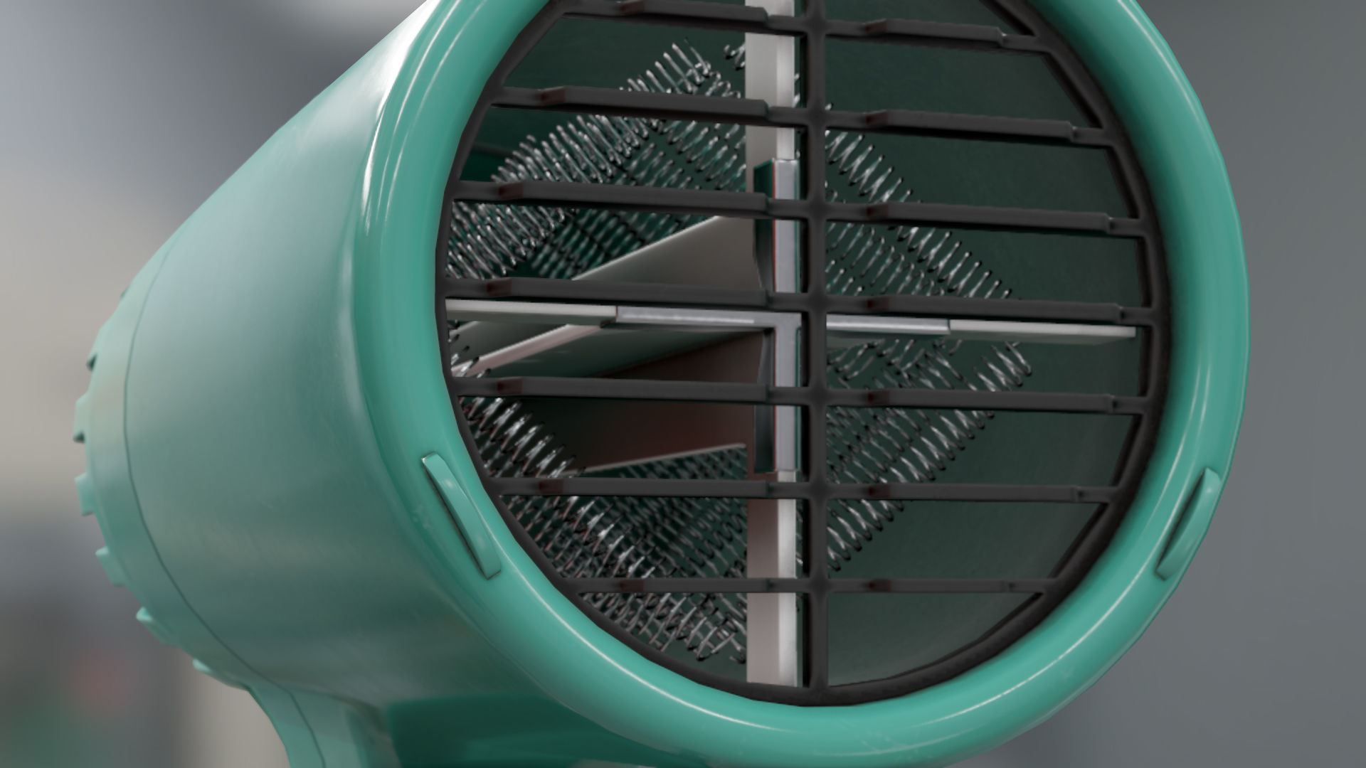 Retro Hair Dryer Low-poly 3D model_7