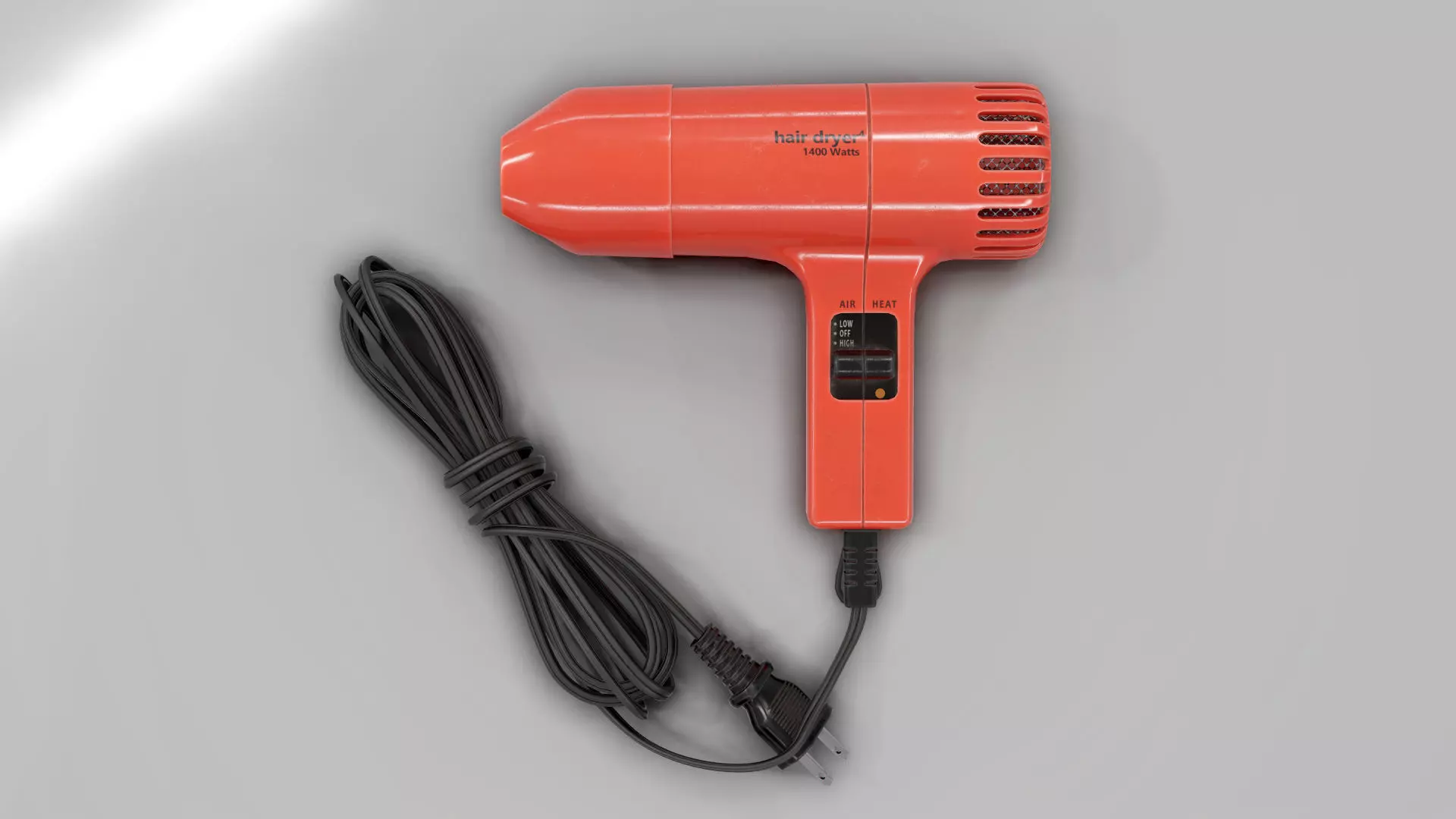 Retro Hair Dryer Low-poly 3D model_0