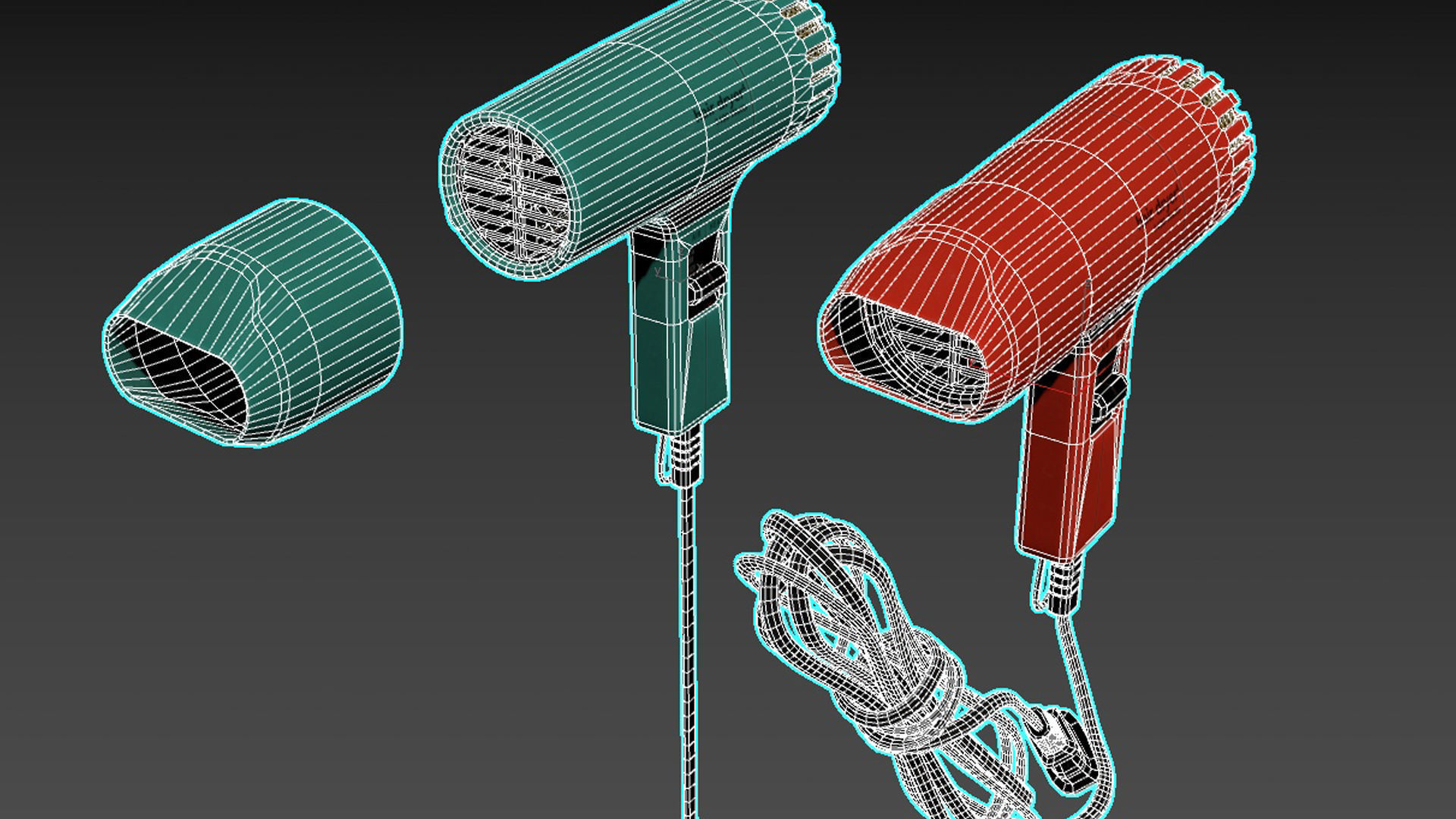 Retro Hair Dryer Low-poly 3D model_10