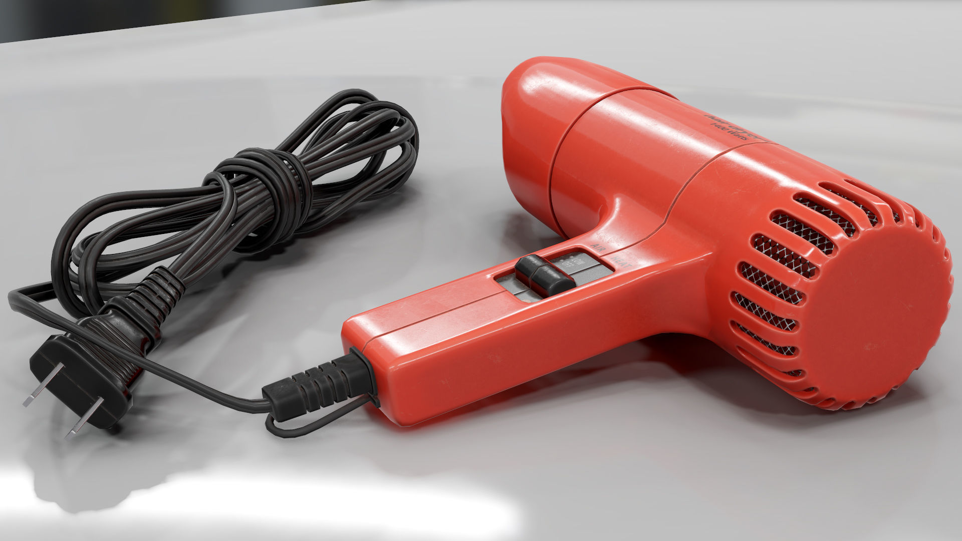 Retro Hair Dryer Low-poly 3D model_4