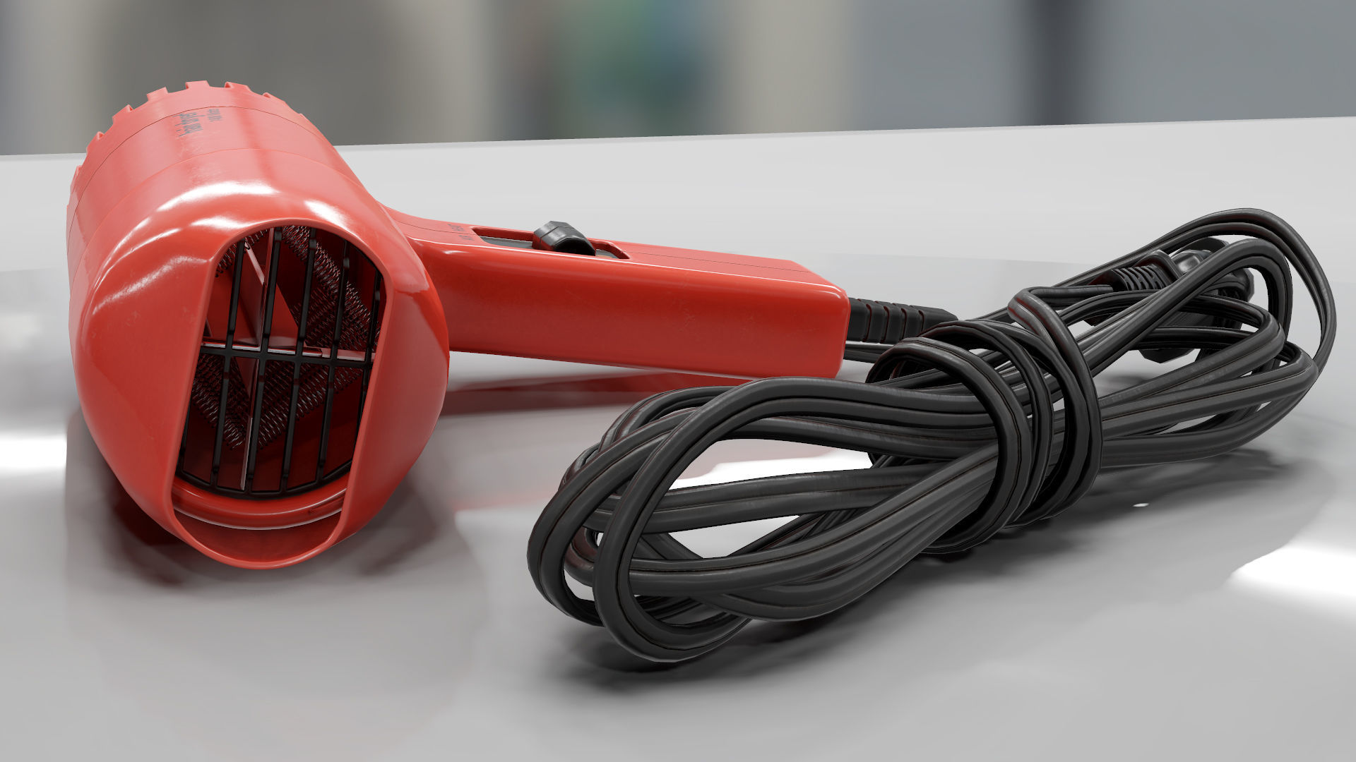Retro Hair Dryer Low-poly 3D model_3