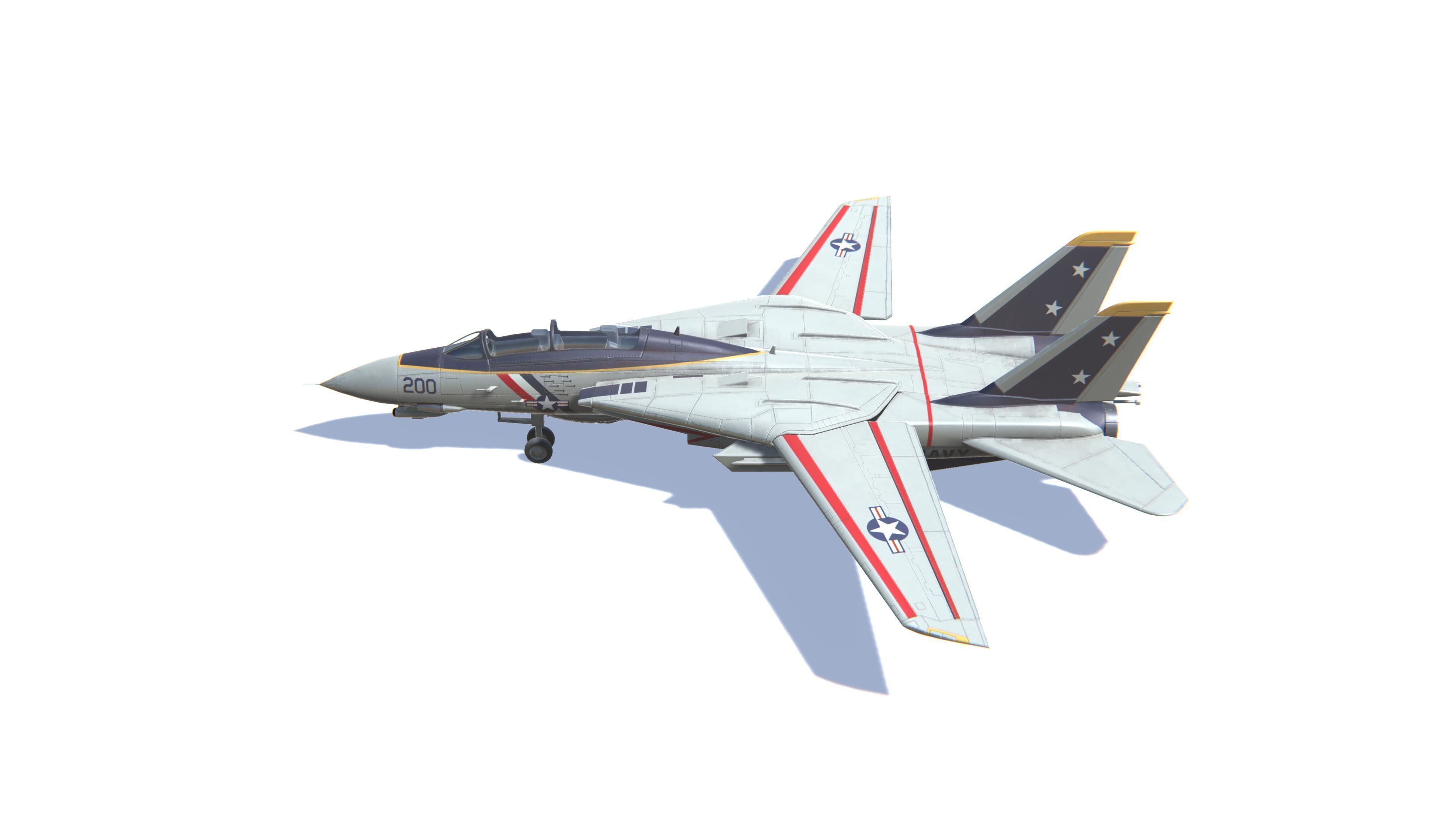 F-14 Tomcat Jet Fighter Aircraft Low-poly 3D model_8