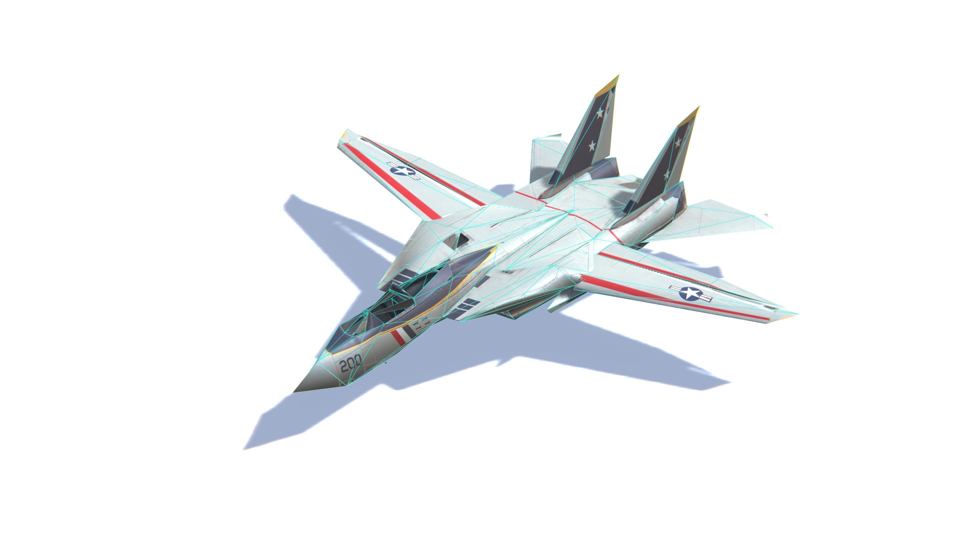 F-14 Tomcat Jet Fighter Aircraft Low-poly 3D model_29