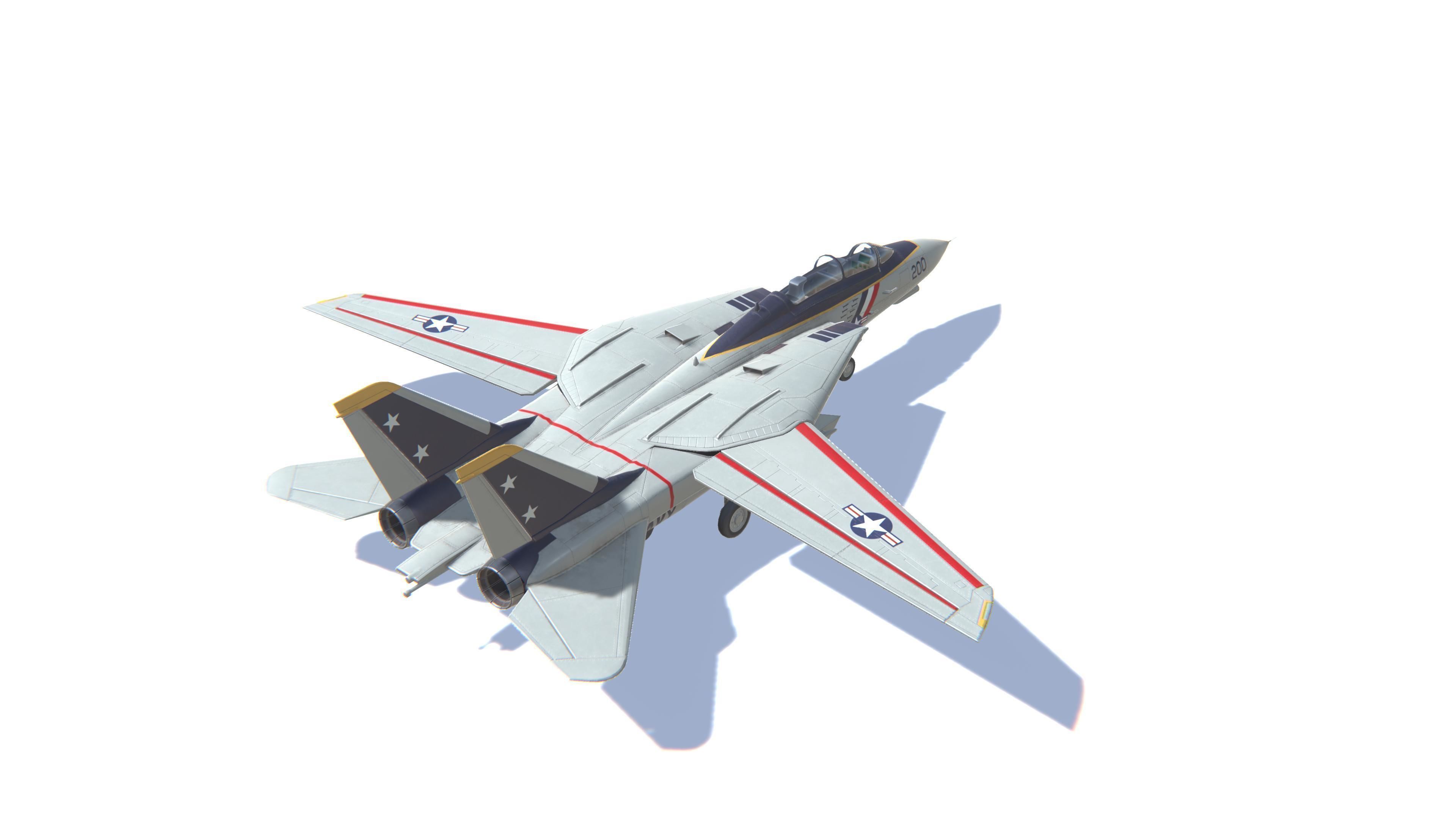F-14 Tomcat Jet Fighter Aircraft Low-poly 3D model_5