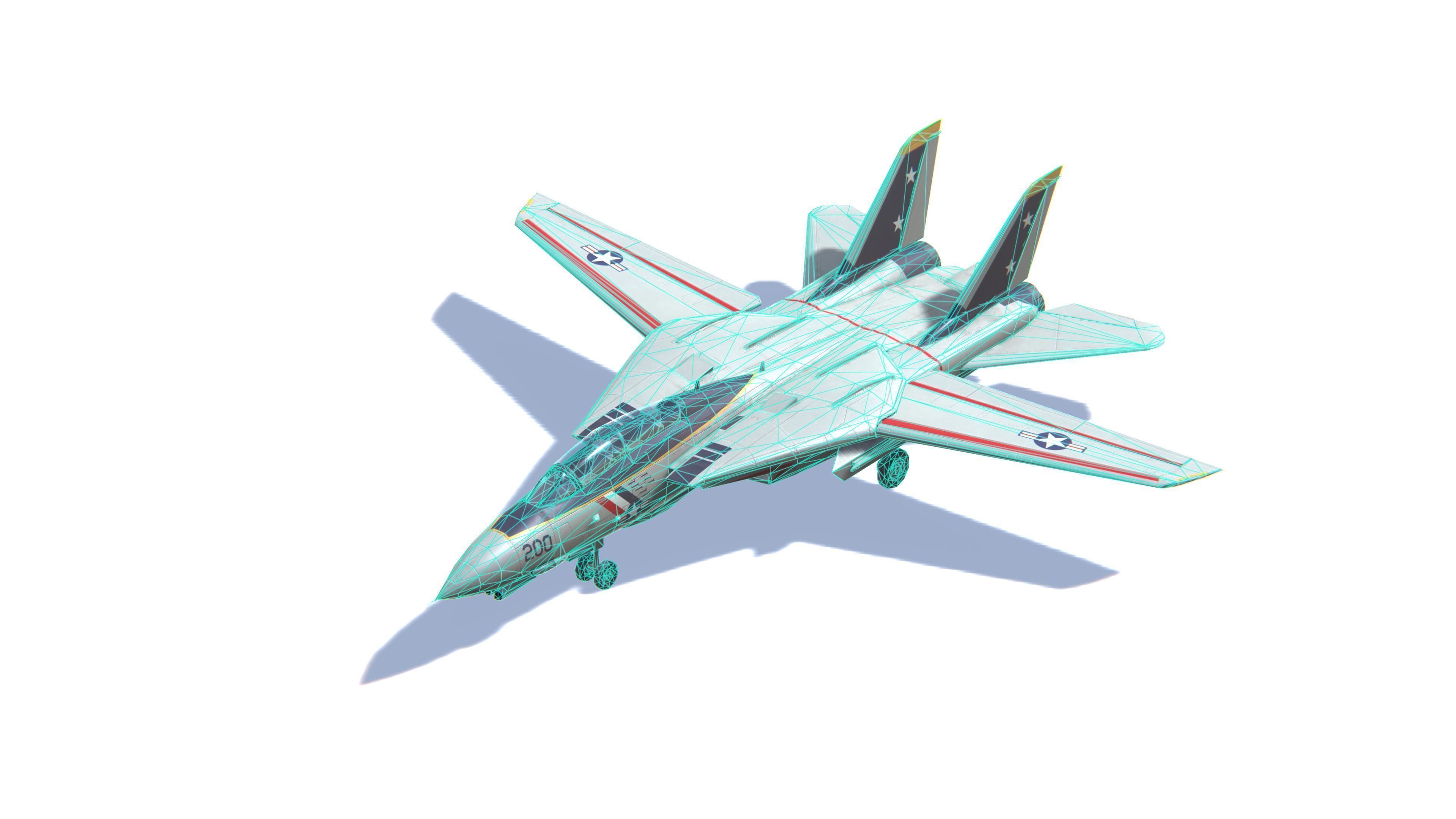 F-14 Tomcat Jet Fighter Aircraft Low-poly 3D model_27