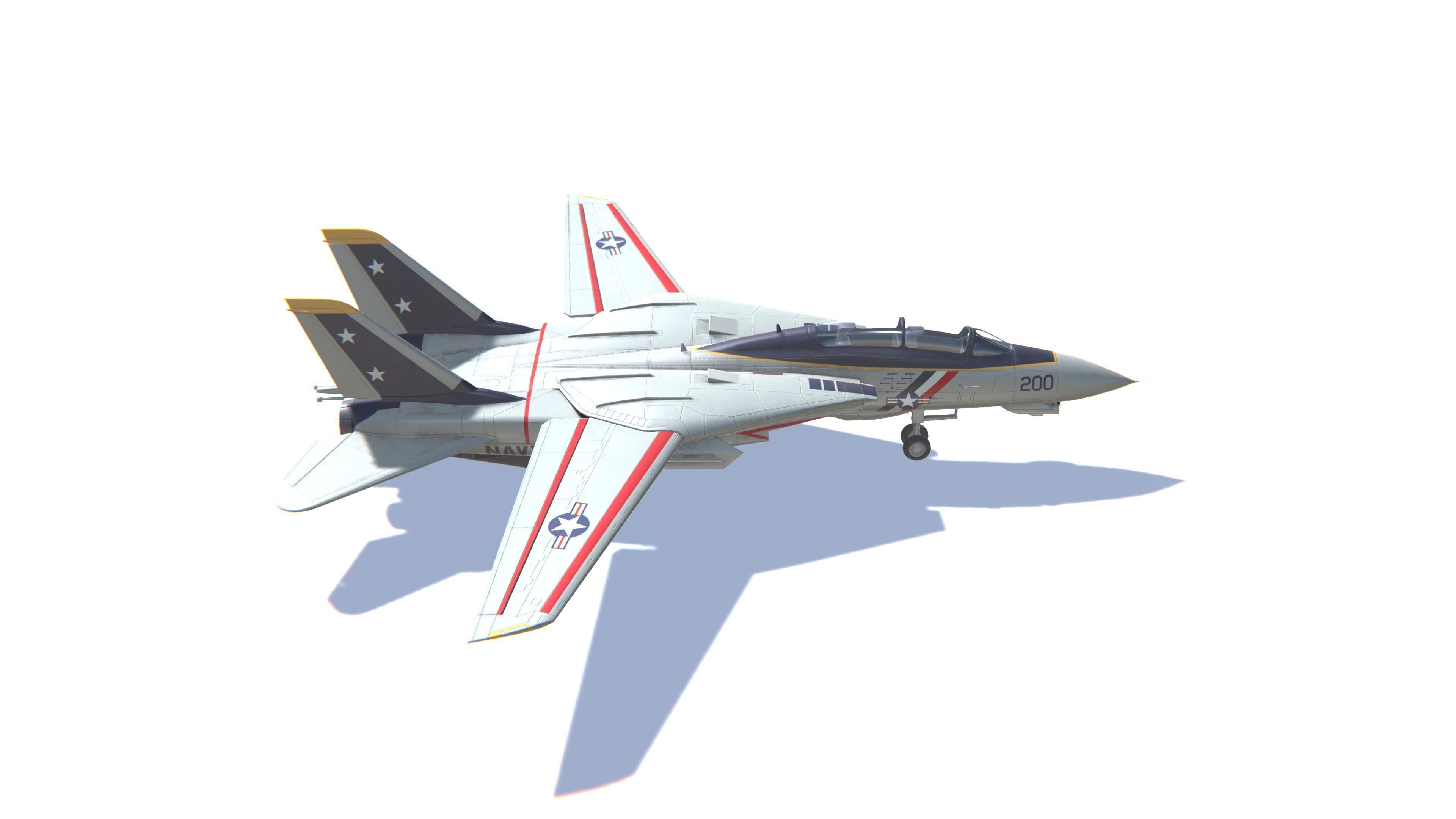 F-14 Tomcat Jet Fighter Aircraft Low-poly 3D model_4