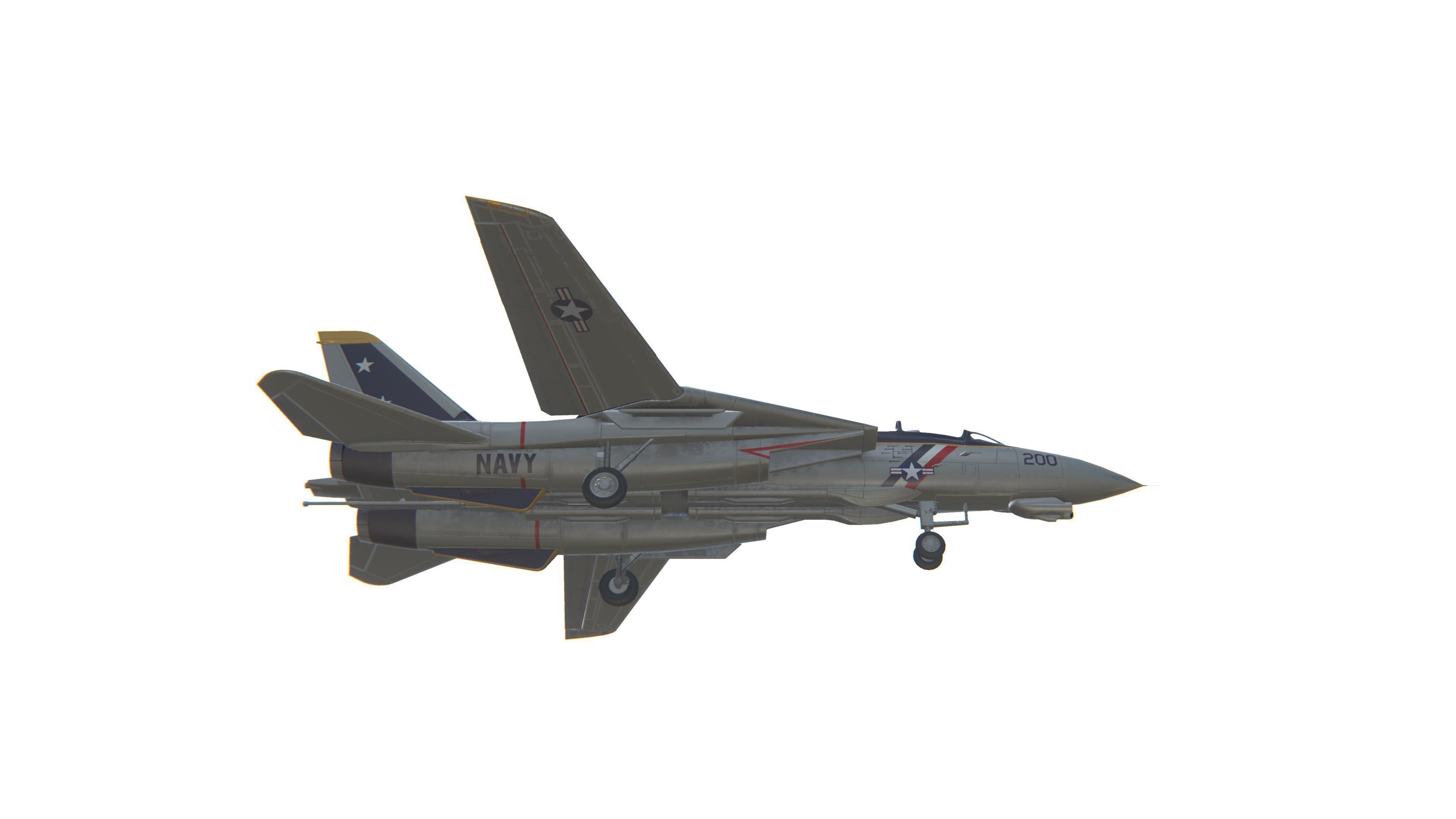 F-14 Tomcat Jet Fighter Aircraft Low-poly 3D model_13