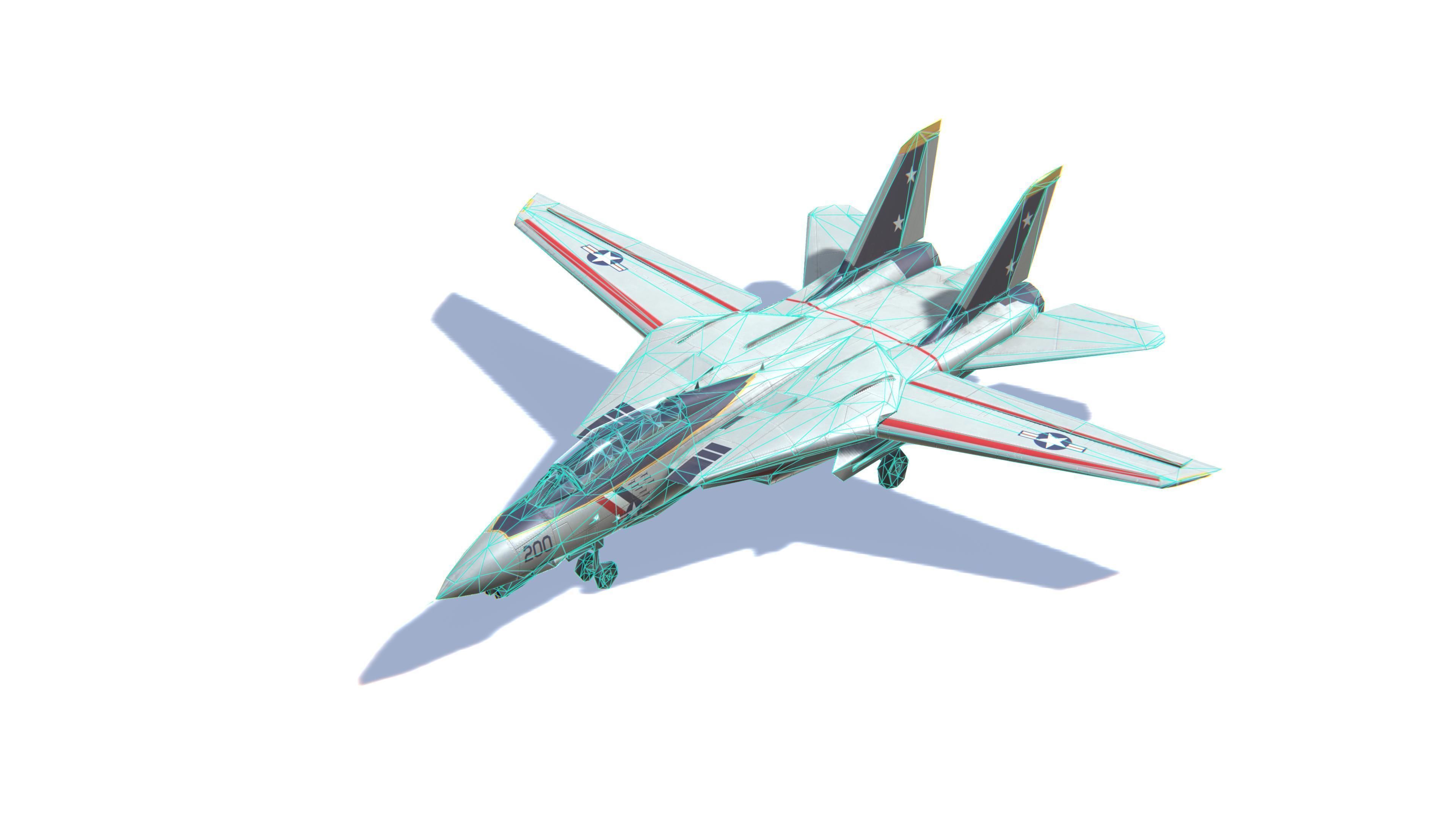 F-14 Tomcat Jet Fighter Aircraft Low-poly 3D model_28
