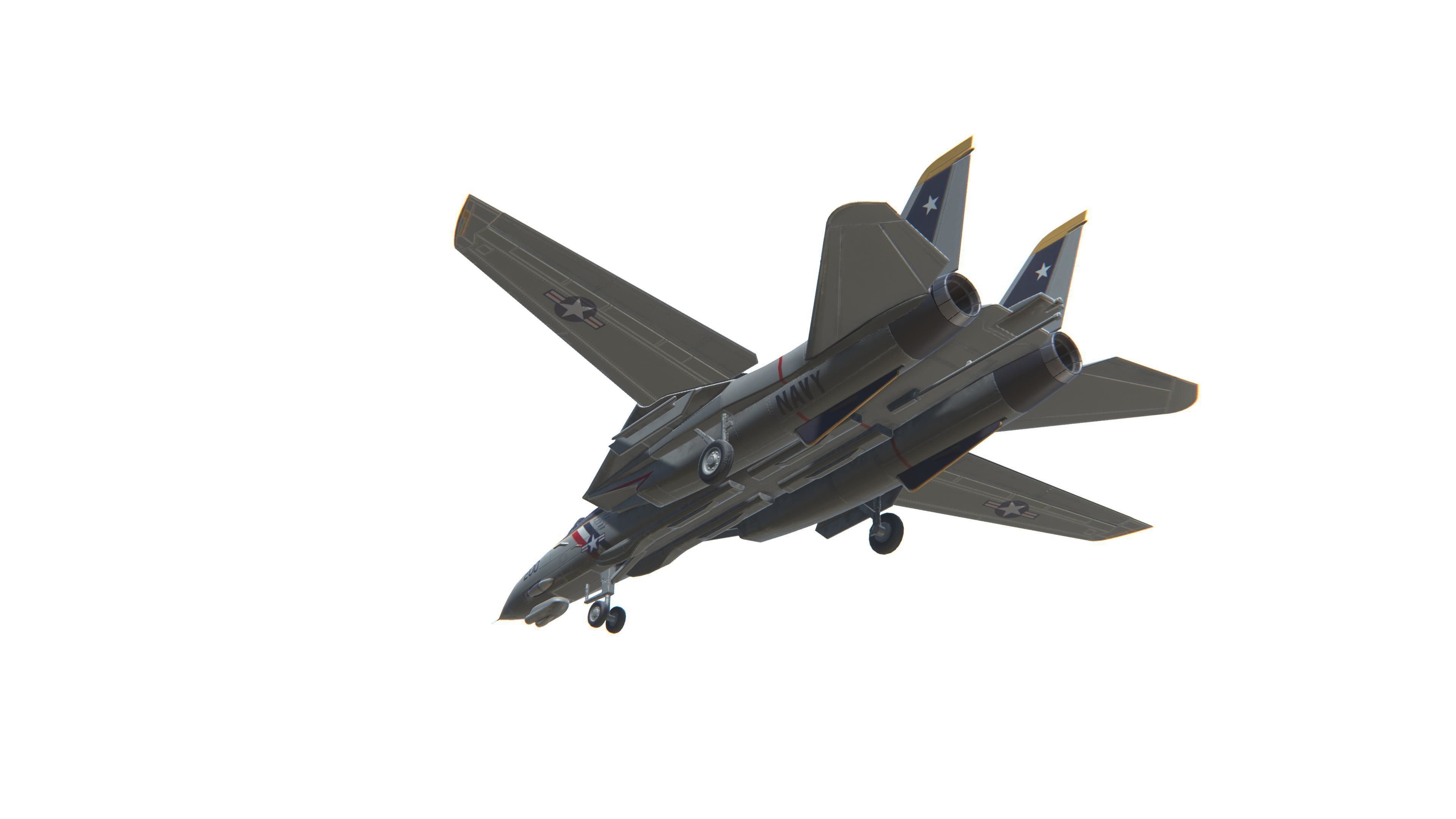 F-14 Tomcat Jet Fighter Aircraft Low-poly 3D model_16